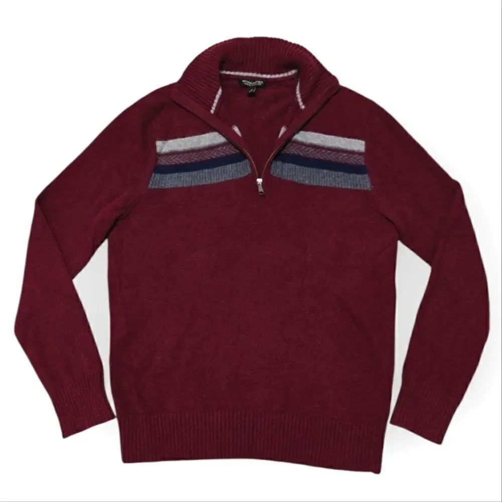 Banana Republic Italian Yarn Wool blend burgundy quarter zip sweater size M